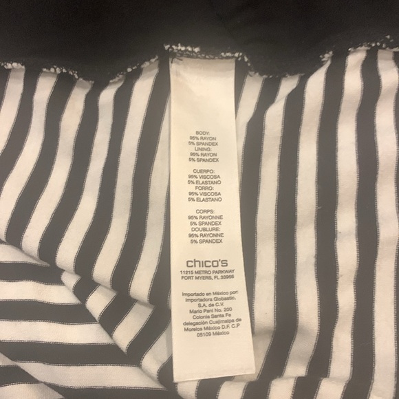 Chicos Cross Over Front Blouse Striped Blue Top Angled Hem Size Large (2) - Picture 6 of 7